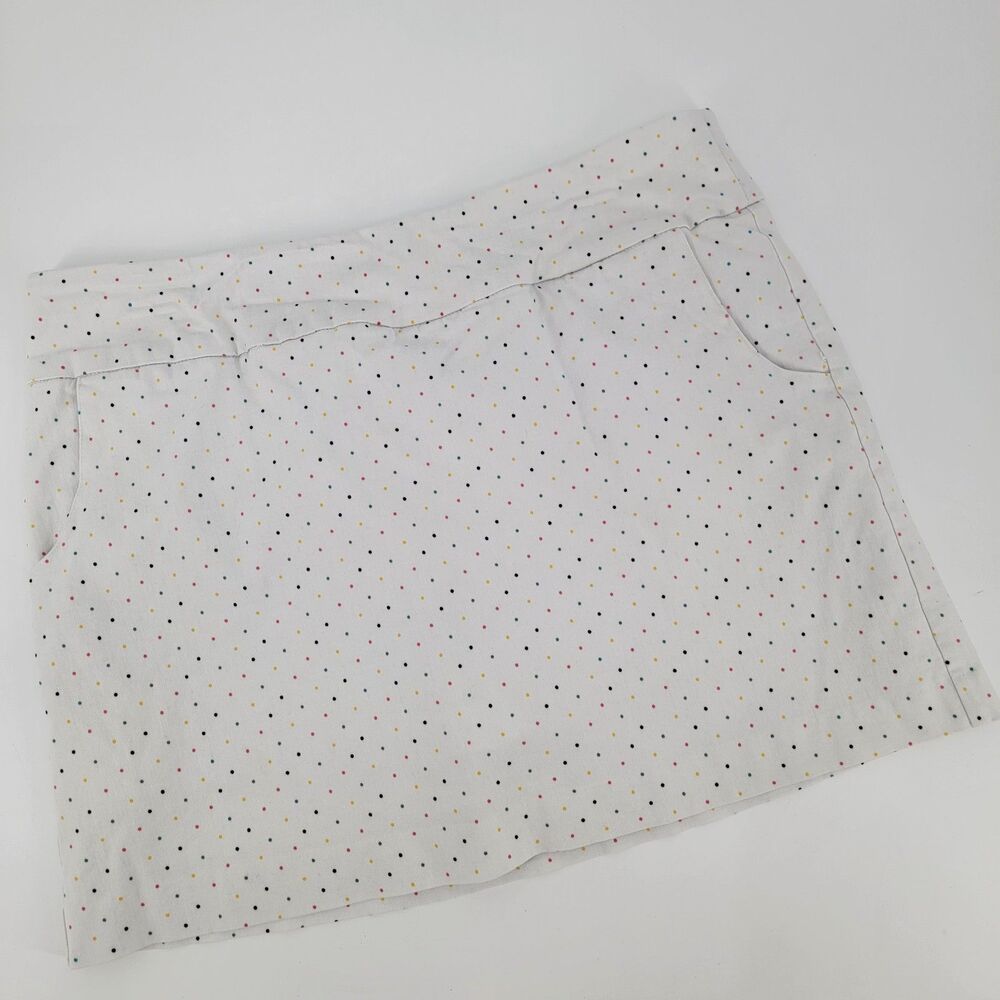 Zac & Rachel Womens Sz 14P White Colorful Polka Dot Golf Party Stretch Skorts